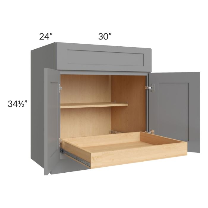 Graphite Grey Shaker 30" Base Cabinet with 1 Rollout Tray