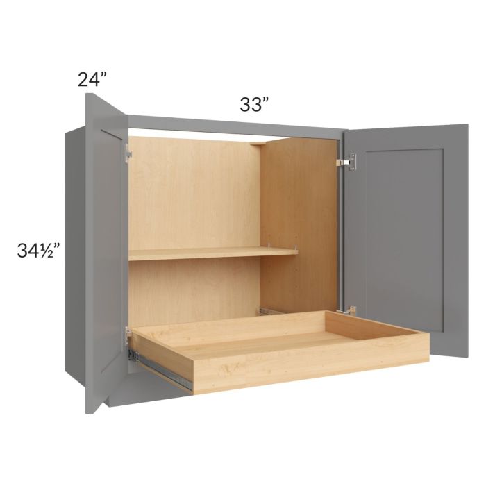 Graphite Grey Shaker 33" Full Height Base Cabinet with 1 Rollout Tray