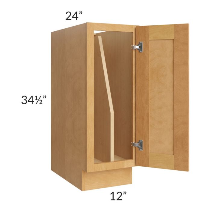 Madison Honey Shaker 12" Full Height Door Tray Divider Base Cabinet