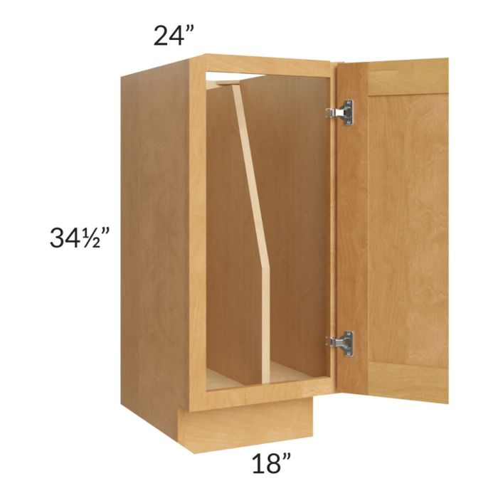 Madison Honey Shaker 18" Full Height Door Tray Divider Base Cabinet