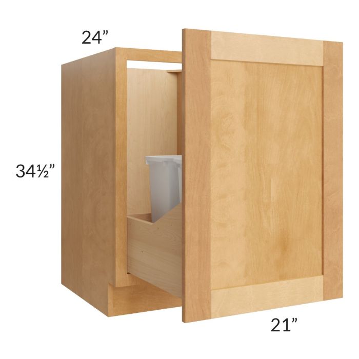 Madison Honey Shaker 21" Full Height Door Base Cabinet with Double Trashcan Pullout