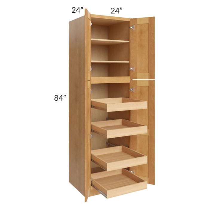 Madison Honey Shaker 24x84x24 Wall Pantry Cabinet with 4 Rollout Trays