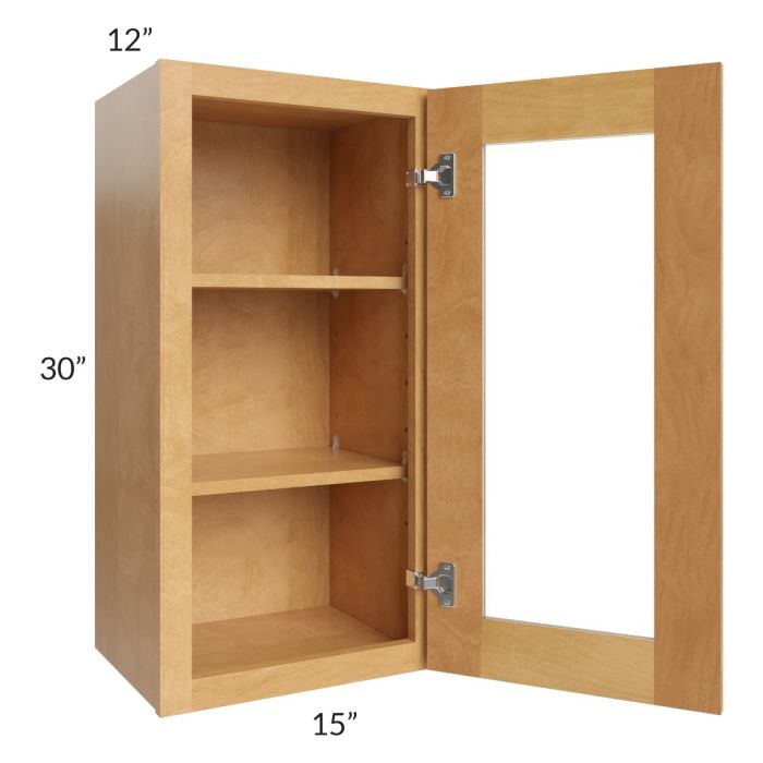 Madison Honey Shaker 15x30 Wall Glass Door Cabinet (Prepped for Glass Doors)