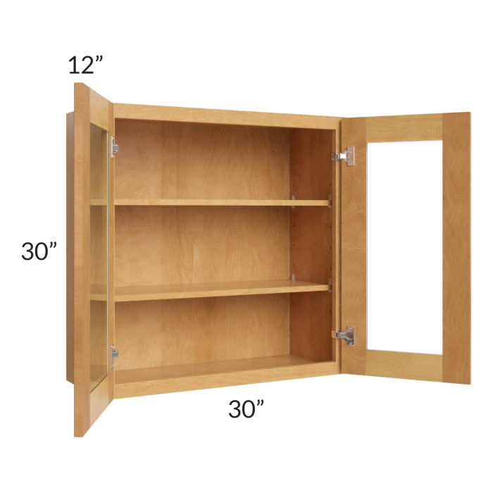 Madison Honey Shaker 30x30 Wall Glass Door Cabinet (Prepped for Glass Doors)