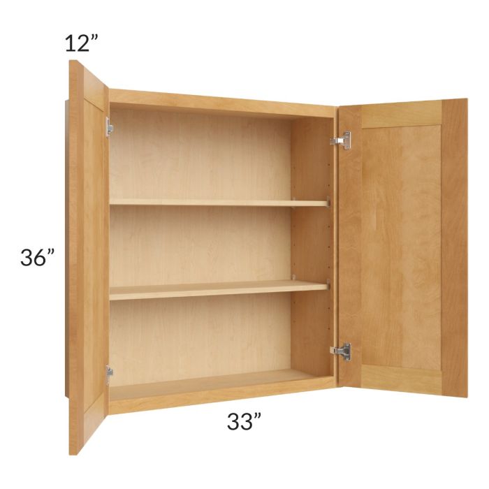 Madison Honey Shaker 33x36 Wall Cabinet