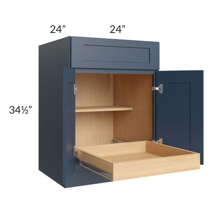 Madison Navy Shaker 24" Base Cabinet with 1 Rollout Tray