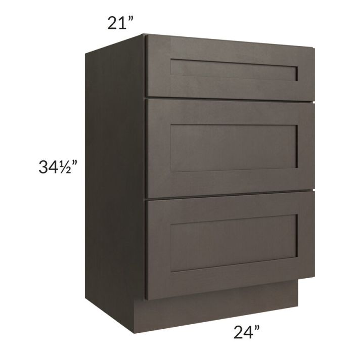 Southport Espresso Shaker 24" Vanity 3-Drawer Base Cabinet
