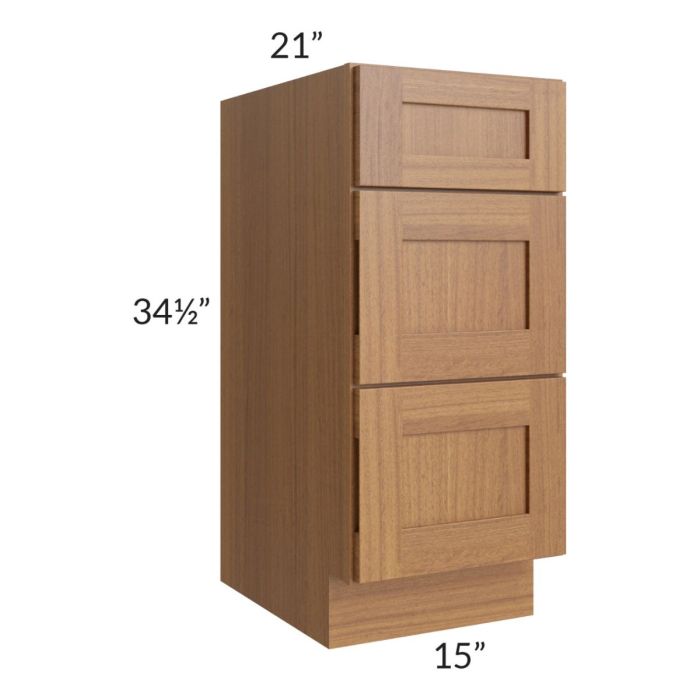 Artisan Walnut Shaker 15" Drawer Base Bathroom Vanity Cabinet