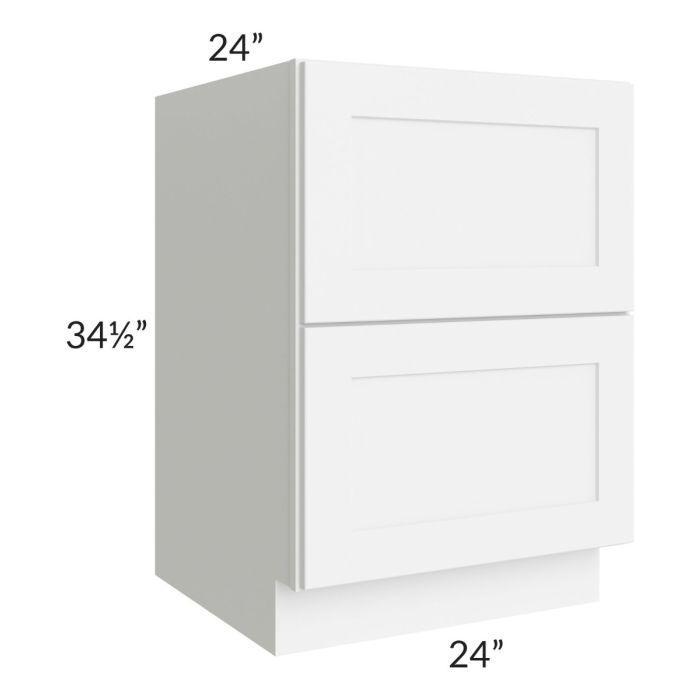 Brilliant White Shaker 24" 2-Drawer Base Cabinet