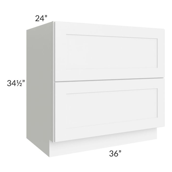 Brilliant White Shaker 36" 2-Drawer Base Cabinet
