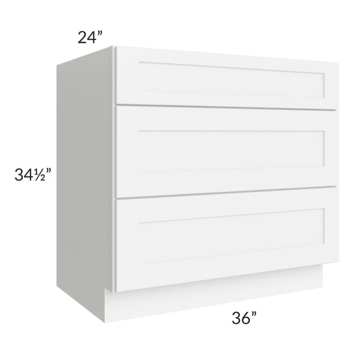 Royal White Shaker 36" 3-Drawer Base Cabinet