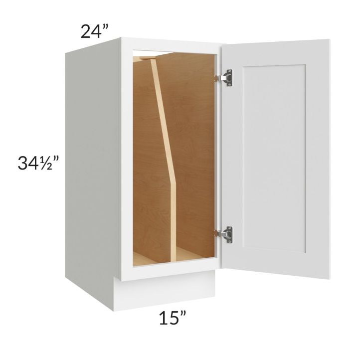 Brilliant White Shaker 15" Full Height Door Tray Divider Base Cabinet