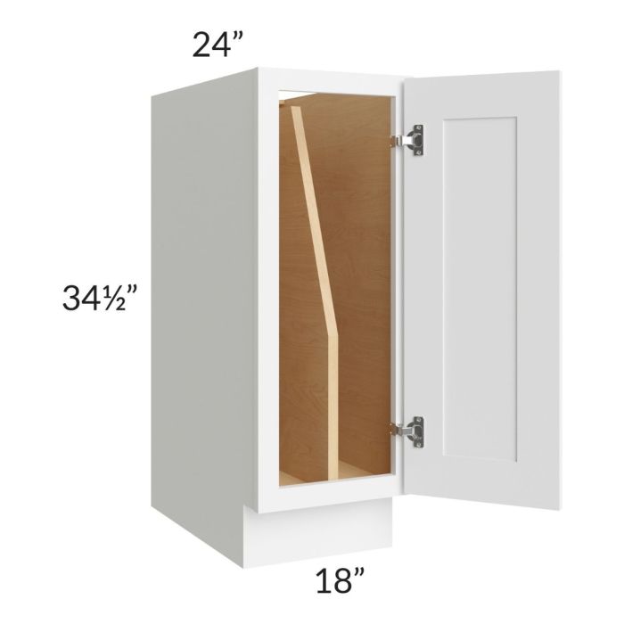Brilliant White Shaker 18" Full Height Door Tray Divider Base Cabinet
