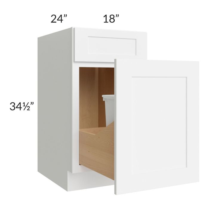 Brilliant White Shaker 18" Base Cabinet with Double Trashcan Pullout