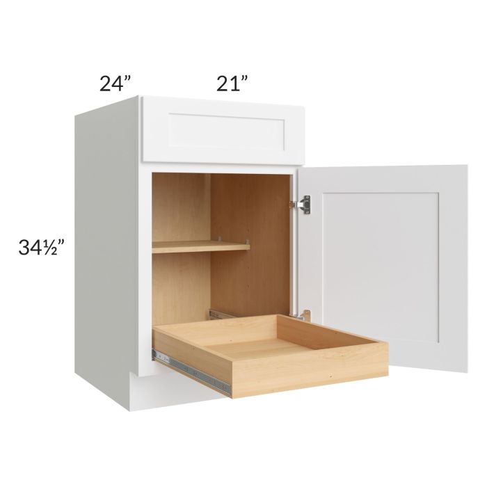 Brilliant White Shaker 21" Base Cabinet with 1 Rollout Tray