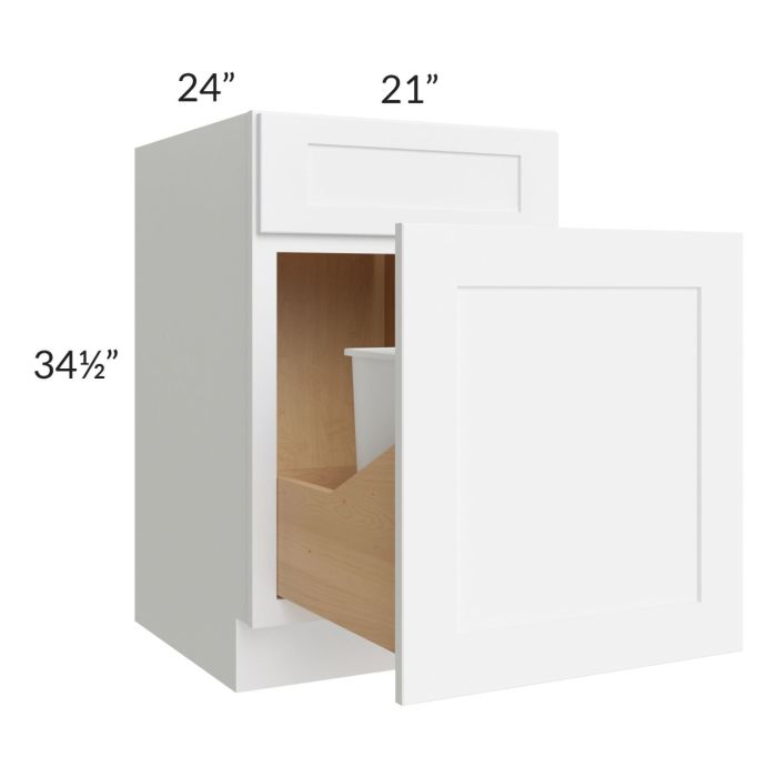 Brilliant White Shaker 21" Base Cabinet with Double Trashcan Pullout