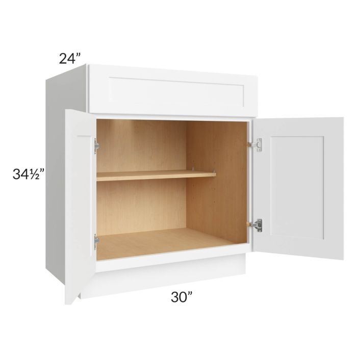 Brilliant White Shaker 30" Base Cabinet (1 drawer)