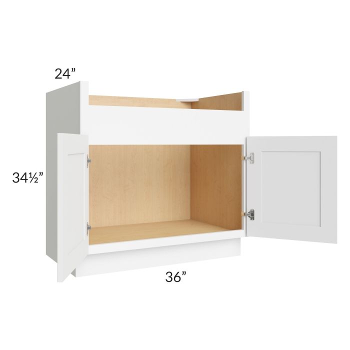 Brilliant White Shaker 36" Farm Sink Base Cabinet