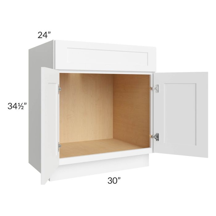 Brilliant White Shaker 30" Sink Base Cabinet (1 drawer front)