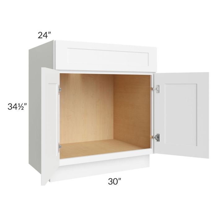Brilliant White Shaker 30" Sink Base Cabinet (1 drawer front)
