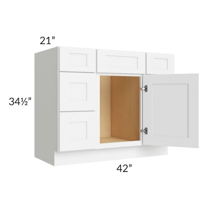 Brilliant White Shaker 42" Vanity Base Cabinet
