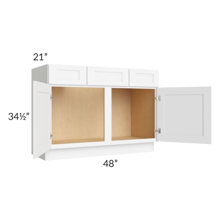Brilliant White Shaker 48" Vanity Base Cabinet