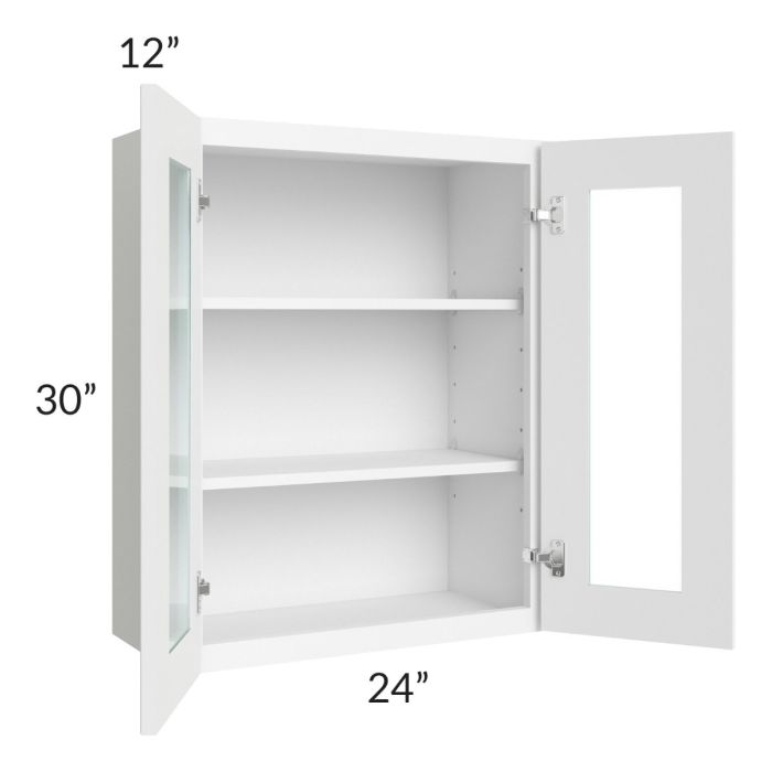 Royal White Shaker 24x30 Glass Door Wall Cabinet