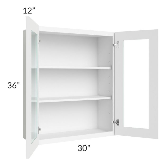 Brilliant White Shaker 30x36 Wall Glass Door Cabinet (Prepped for Glass Doors)