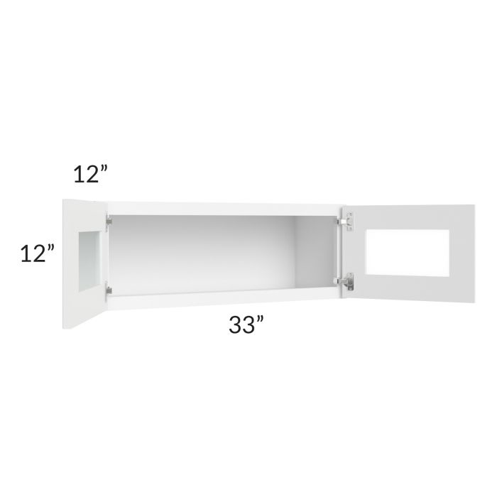 Royal White Shaker 33x12 Glass Door Wall Cabinet