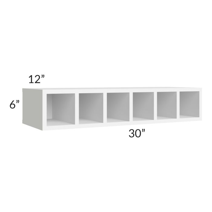 Brilliant White Shaker 30x6 Wine Cubby Wall Cabinet
