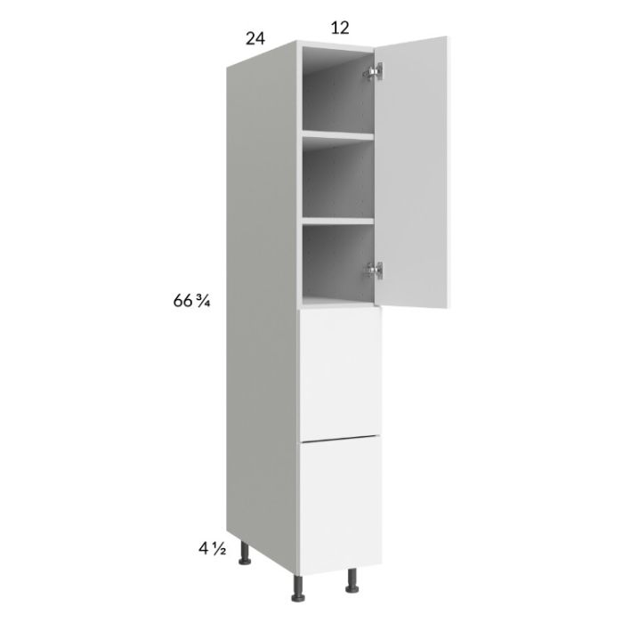 Euro Gloss White 12x71-1/4 Utility Cabinet with 1 Door and 2 Drawers