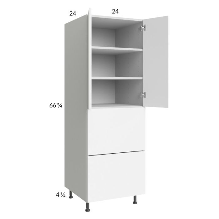 Euro Gloss White 24x71-1/4 Utility Cabinet with 2 Door and 2 Drawers