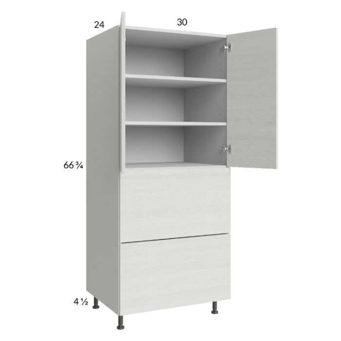 Euro White Grain 30x71-1/4 Utility Cabinet with 2 Doors and 2 Drawers