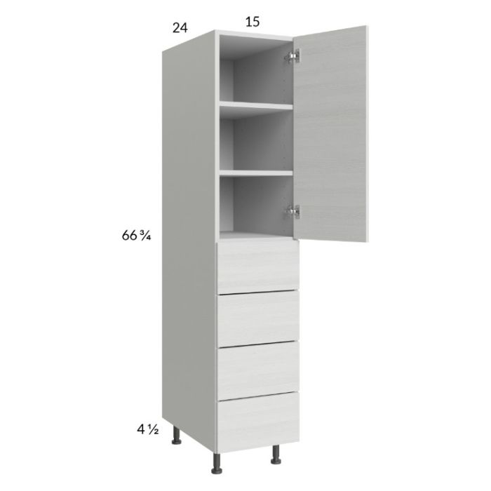 Euro White Grain 15x71-1/4 Utility Cabinet with 1 Door and 4 Drawers