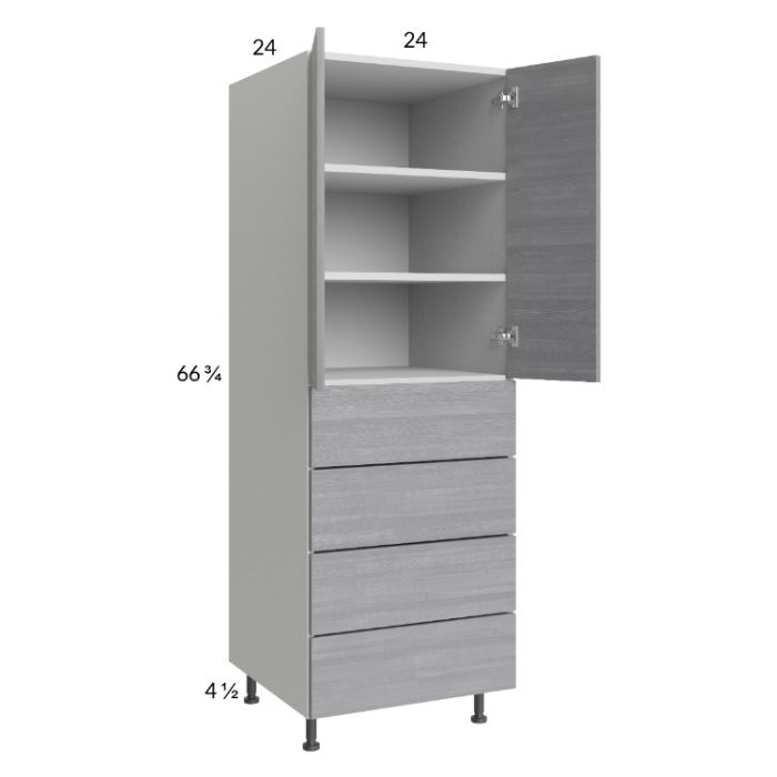 Euro Grey 24x71-1/4 Utility Cabinet with 2 Doors and 4 Drawers