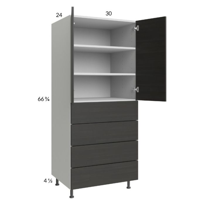 Euro Cafe 30x71-1/4 Utility Cabinet with 2 Doors and 4 Drawers