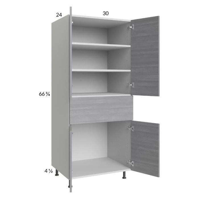 Euro Grey 30x71-1/4 Utility Cabinet with 2 Doors and 1 Drawer