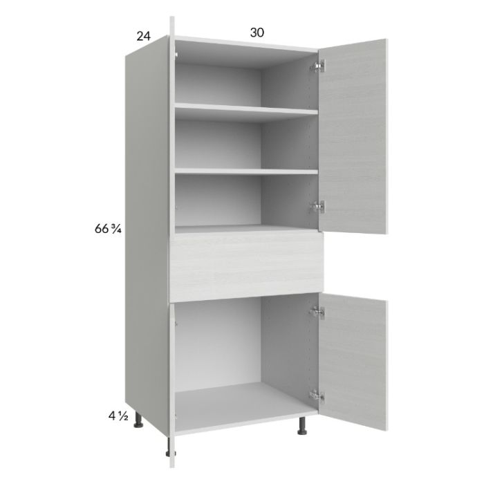 Euro White Grain 30x71-1/4 Utility Cabinet with 2 Doors and 1 Drawer