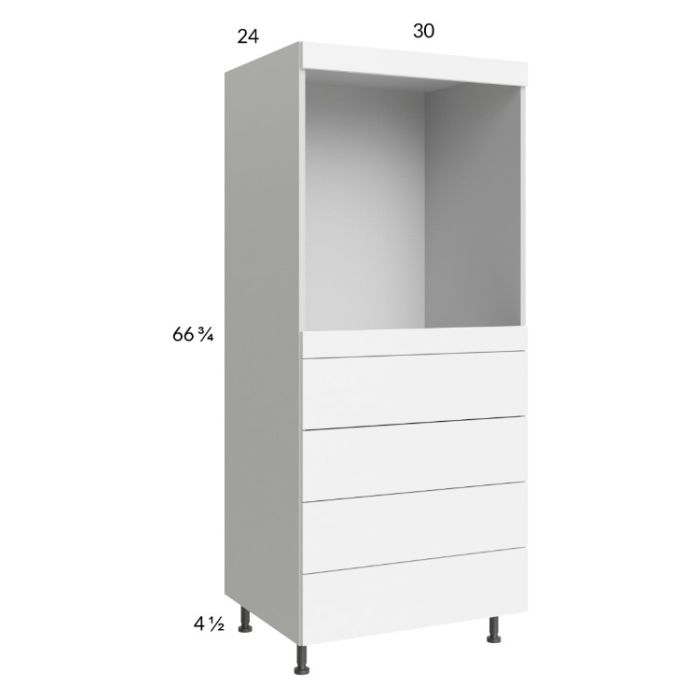 Euro Gloss White 30x71-1/4 Single Oven Cabinet with 4 Drawers