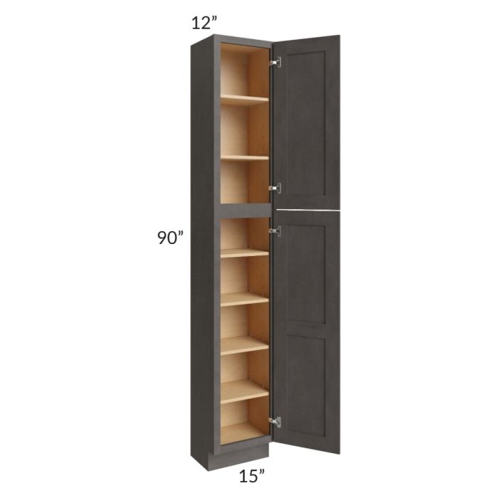 Midtown Dark Grey Shaker 15x12x90 Pantry Cabinet