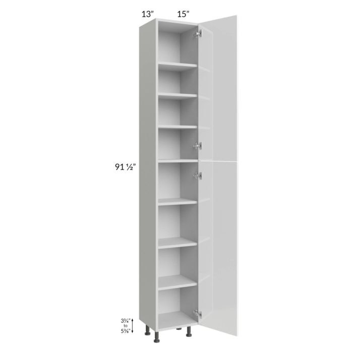 Milan White Gloss 15x13x96 Pantry Cabinet (13" depth)