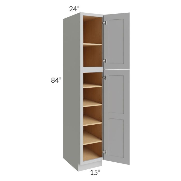 Midtown Painted Grey Shaker 15x24x84 Pantry Cabinet