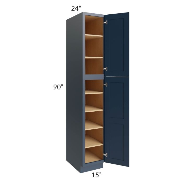Midtown Blue Shaker 15x24x90 Pantry Cabinet