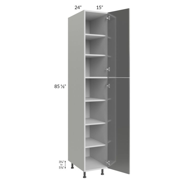 Milan Grey Gloss 15x24x90 Pantry Cabinet (24" depth)