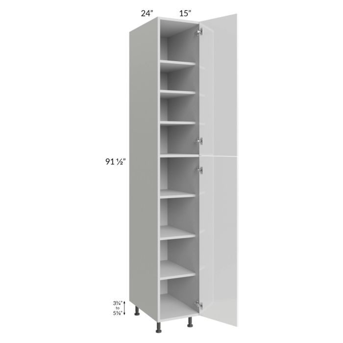 Milan White Gloss 15x24x96 Pantry Cabinet (24" depth)
