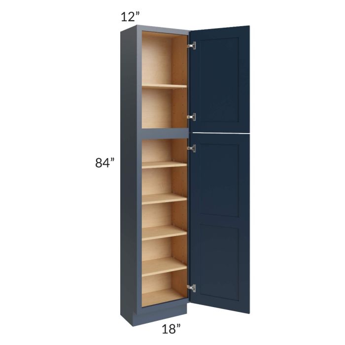 Midtown Blue Shaker 18x12x84 Pantry Cabinet 