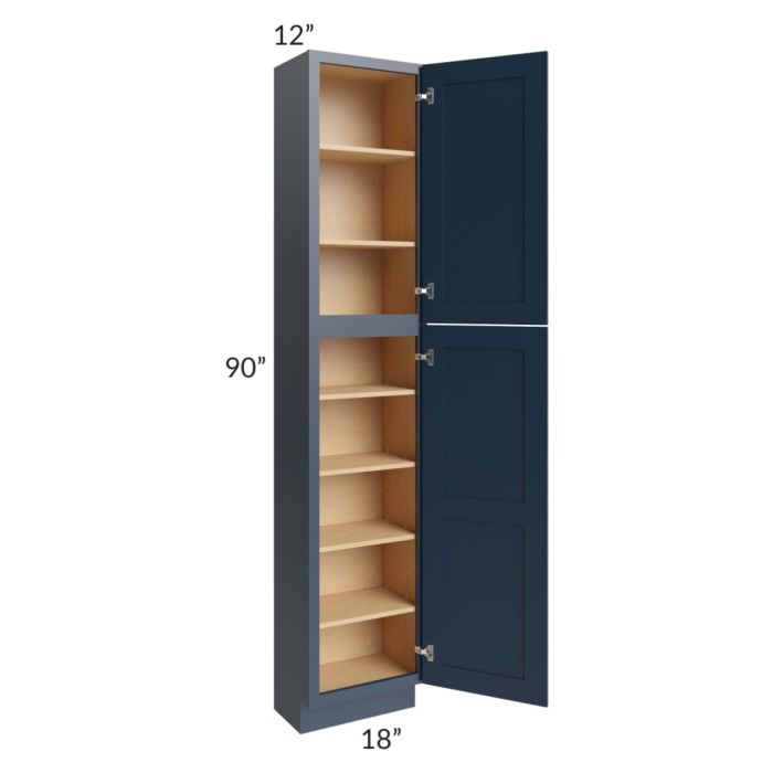 Midtown Blue Shaker 18x12x90 Pantry Cabinet 