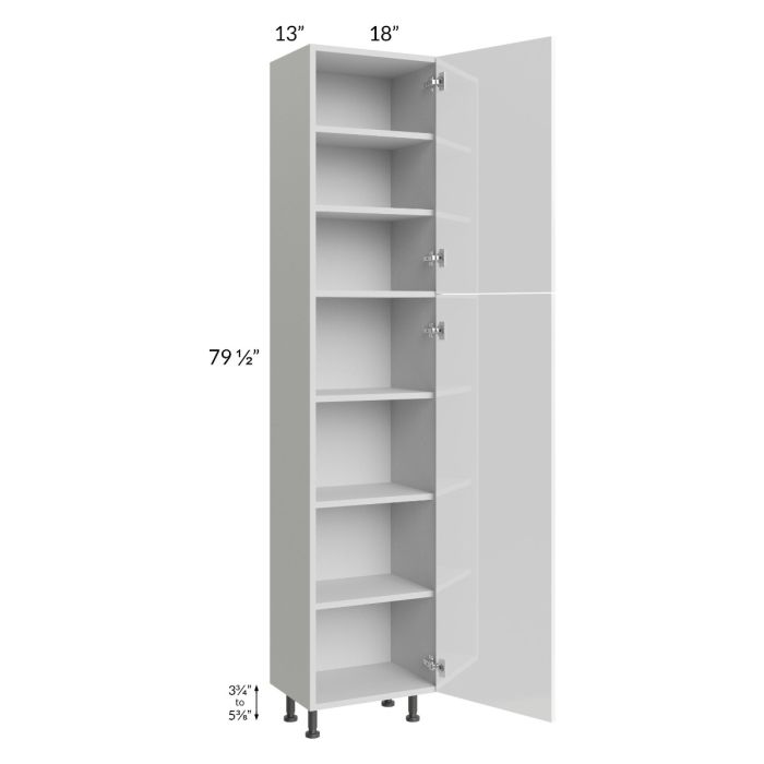 Milan White Gloss 18x13x84 Pantry Cabinet (13" depth)