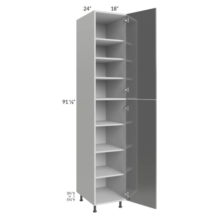 Milan Grey Gloss 18x24x96 Pantry Cabinet (24" depth)