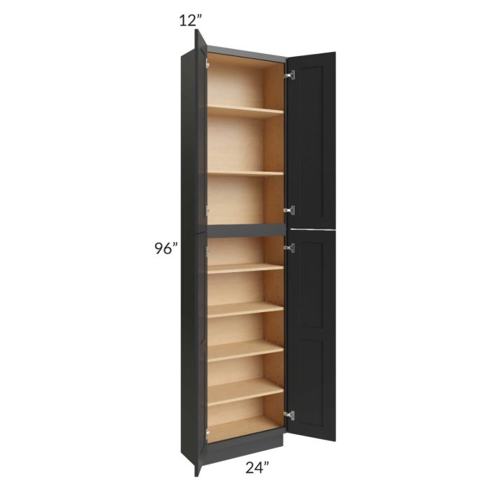 Midtown Black Shaker 24x12x96 Pantry Cabinet 